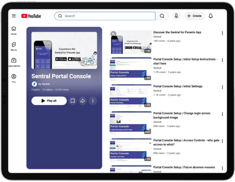Sentral Portal Console Youtube Playlist